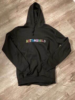 Astroworld Black Hoodie with Multicolor Logo size small